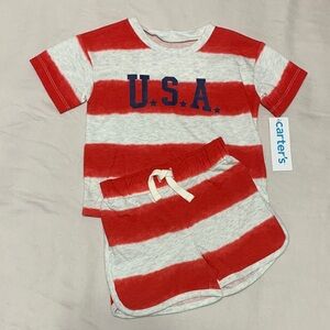 Carter's Red and White USA Short Set